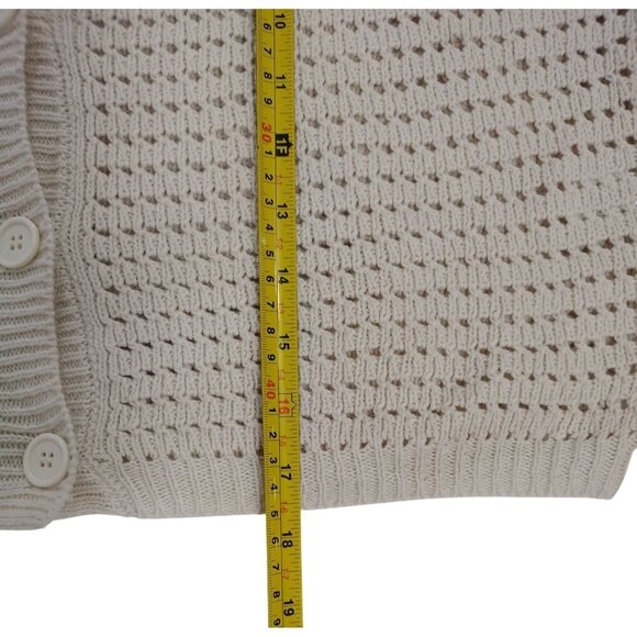Freshman 1996 Womens Cropped Open-Knit ButtonUp Cardigan Sweater Long Sleeve M - Picture 8 of 8